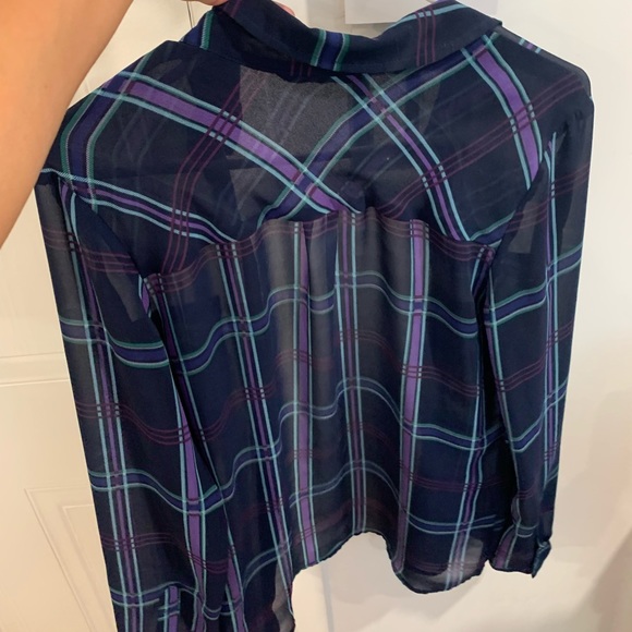 blue transparent blouse with two pockets - Picture 5 of 9